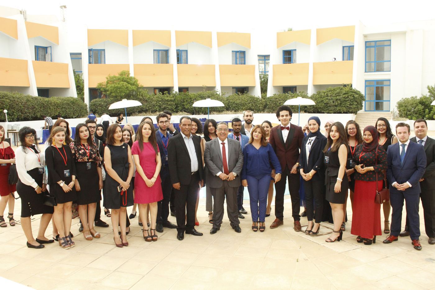 Hundreds of MENAMUN delegates in a group photo outside the conference venue